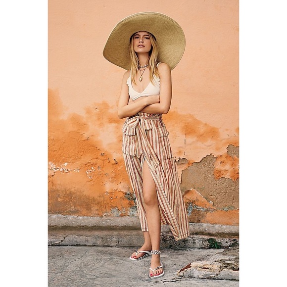 Free People Dresses & Skirts - Free People One Natalia Striped Midi Belted Skirt